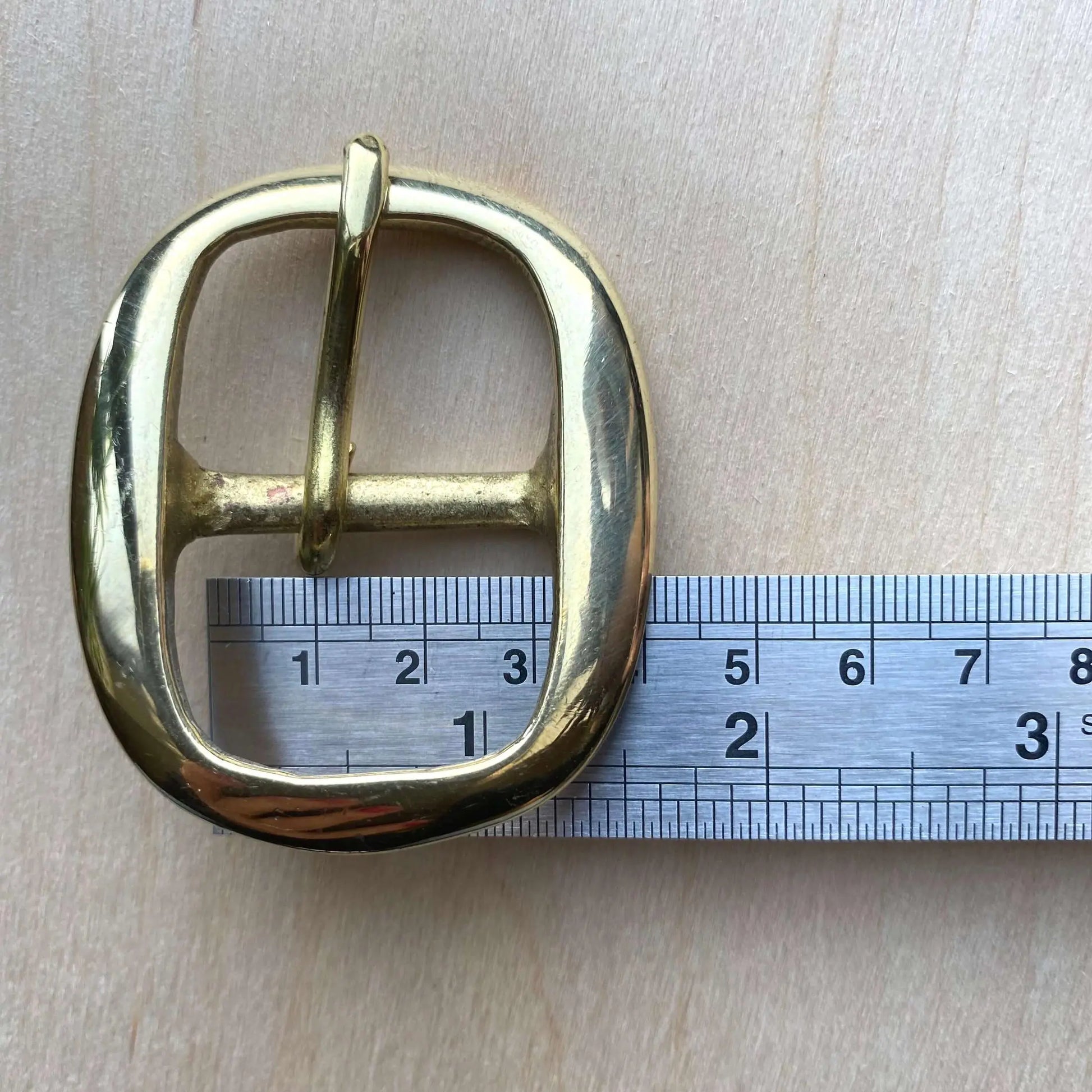 Solid Brass Buckle, Oval Frame Centre Bar Style - British Leather Supplies