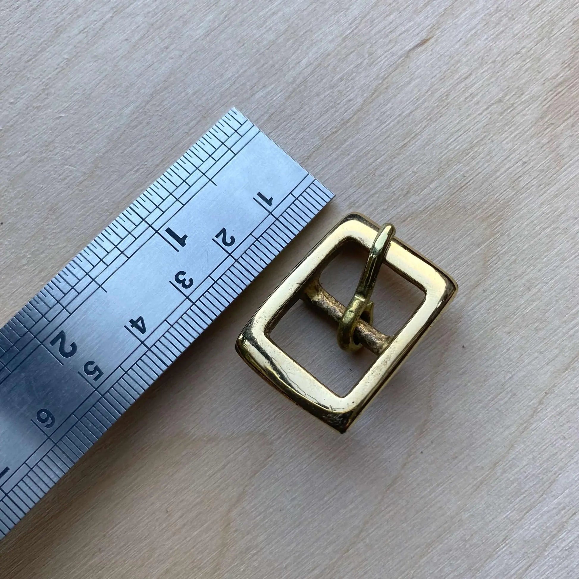 Solid Brass Buckle, Squared Frame Centre Bar Style - British Leather Supplies