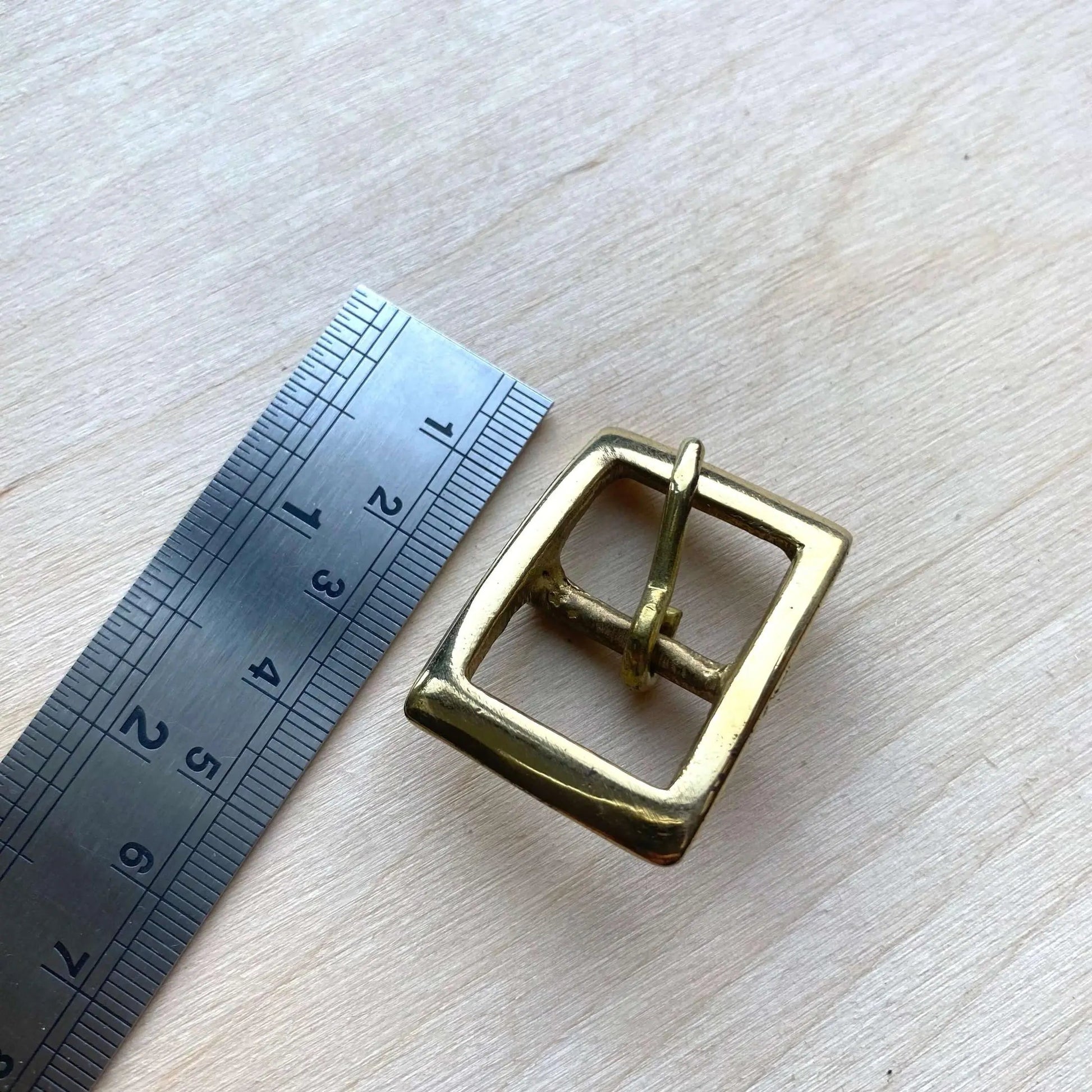 Solid Brass Buckle, Squared Frame Centre Bar Style - British Leather Supplies