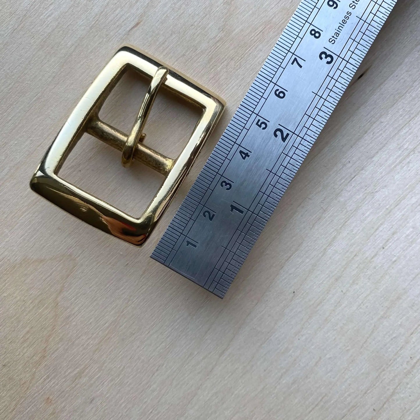 Solid Brass Buckle, Squared Frame Centre Bar Style - British Leather Supplies