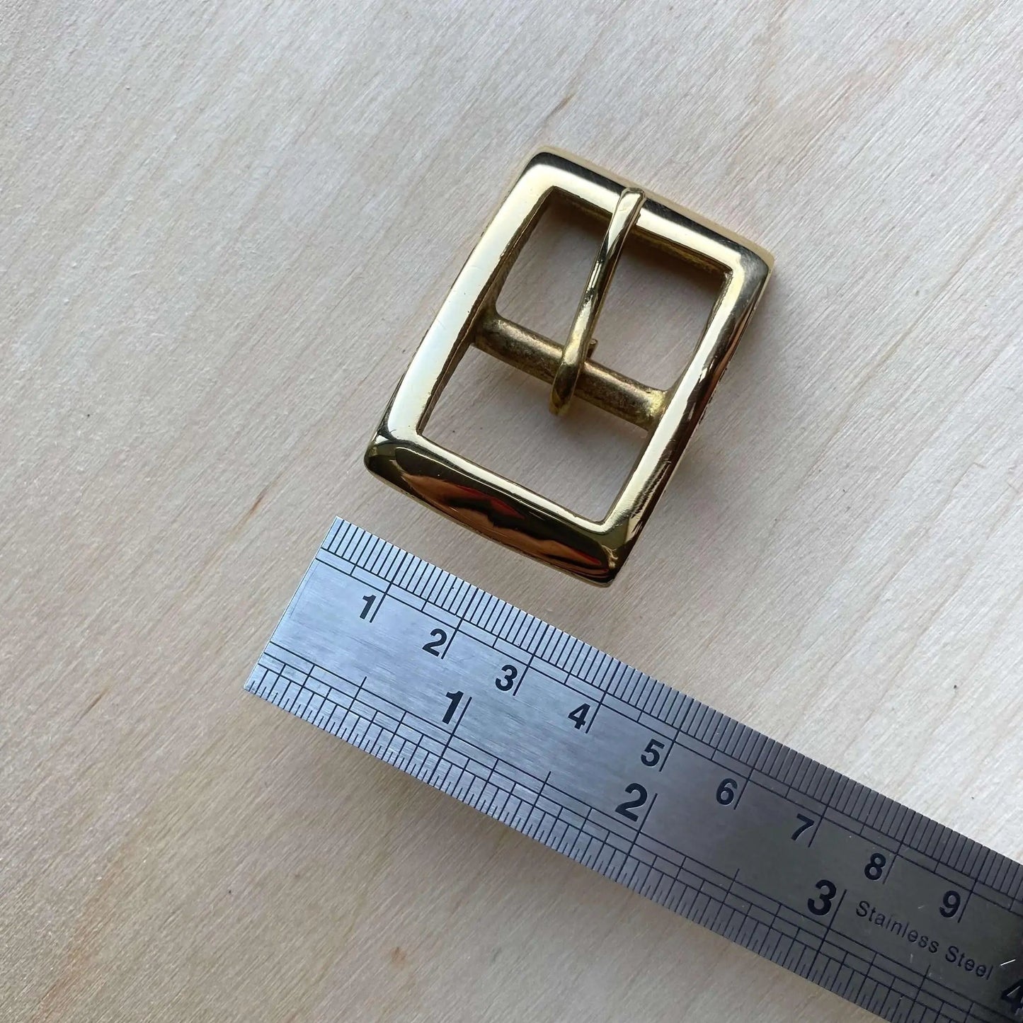 Solid Brass Buckle, Squared Frame Centre Bar Style - British Leather Supplies