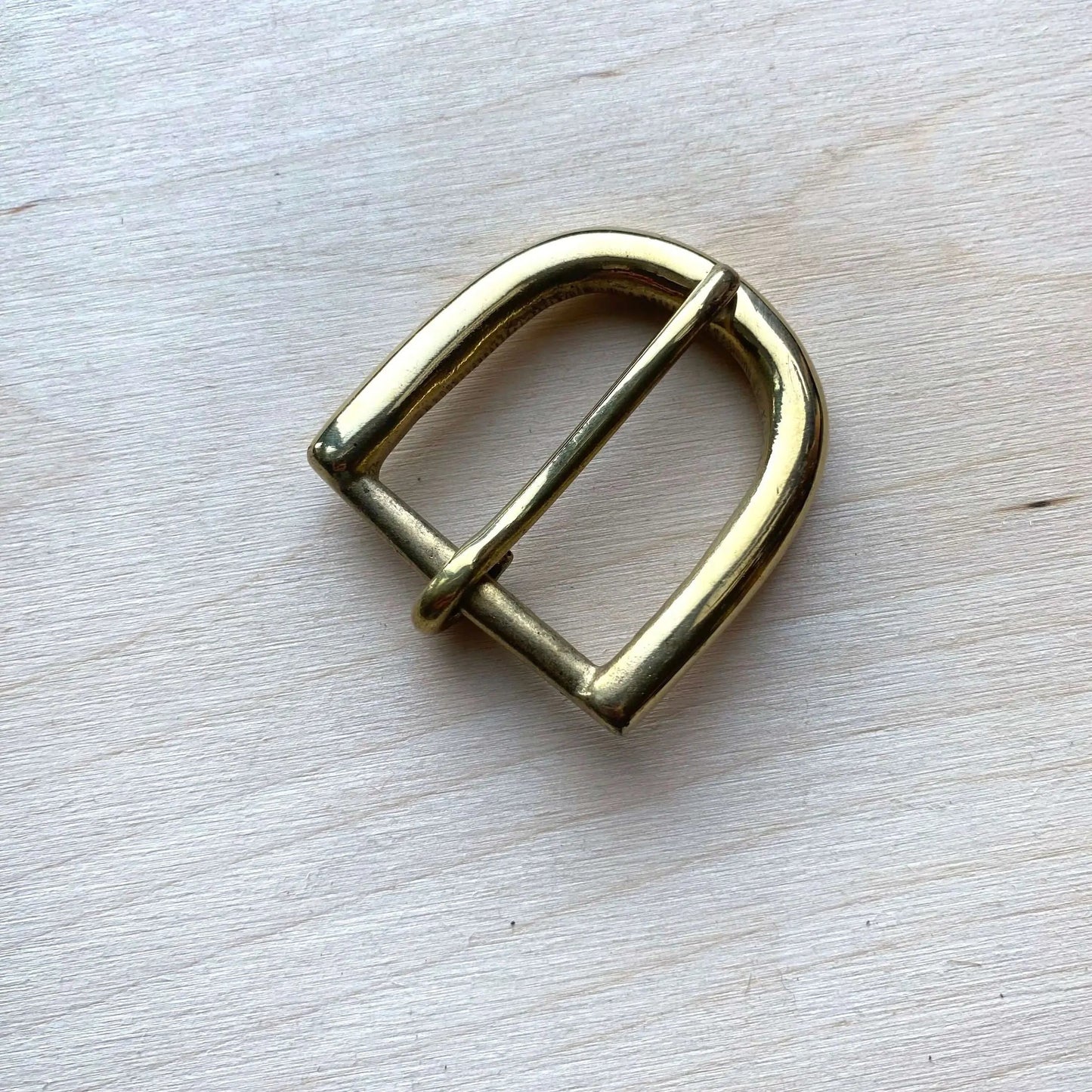 Solid Brass Belt Buckle - Half Moon Pin Style - British Leather Supplies