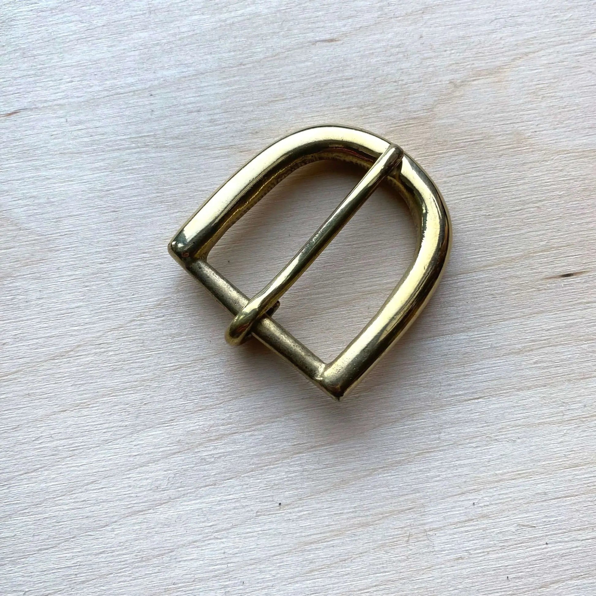 Solid Brass Belt Buckle - Half Moon Pin Style - British Leather Supplies