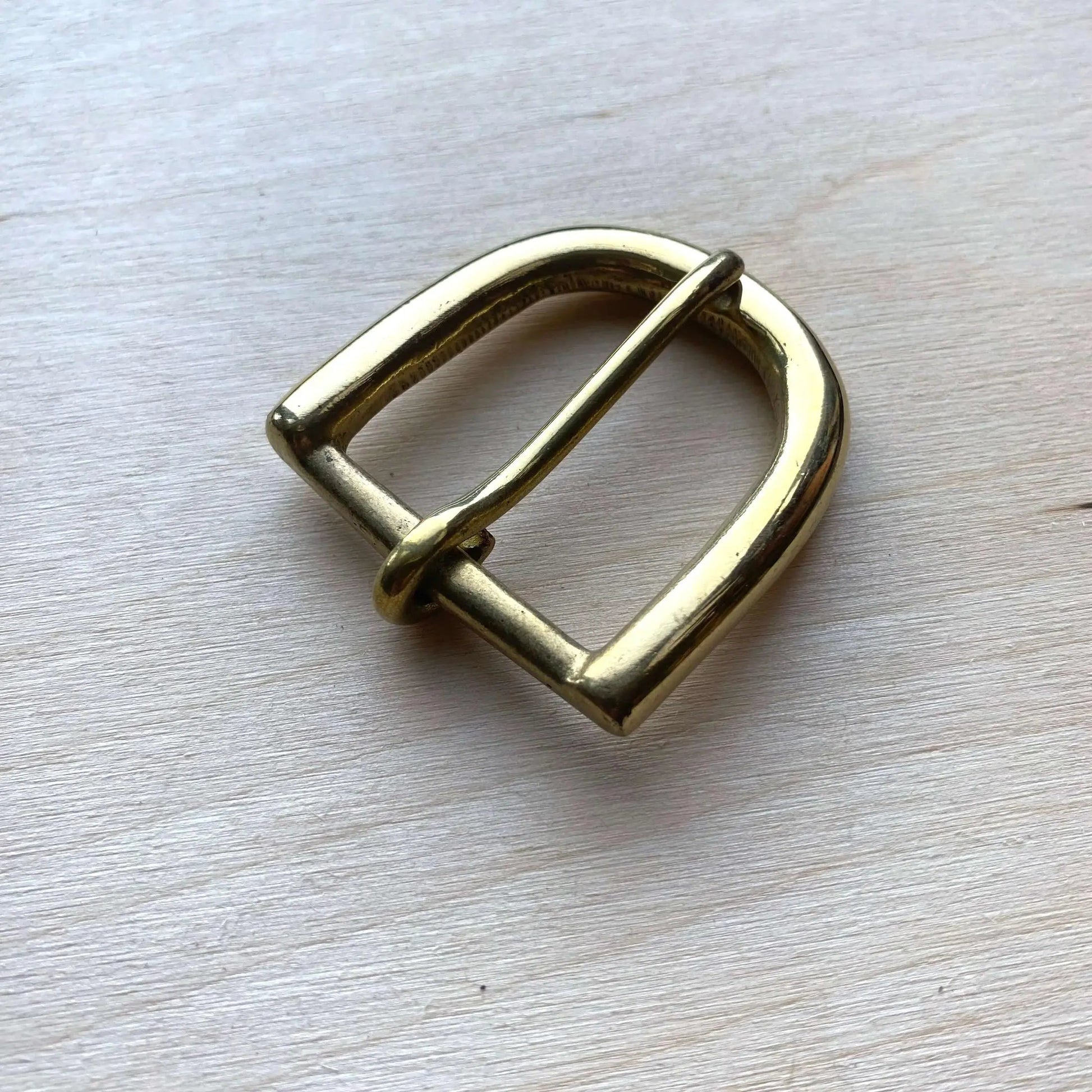 Solid Brass Belt Buckle - Half Moon Pin Style - British Leather Supplies