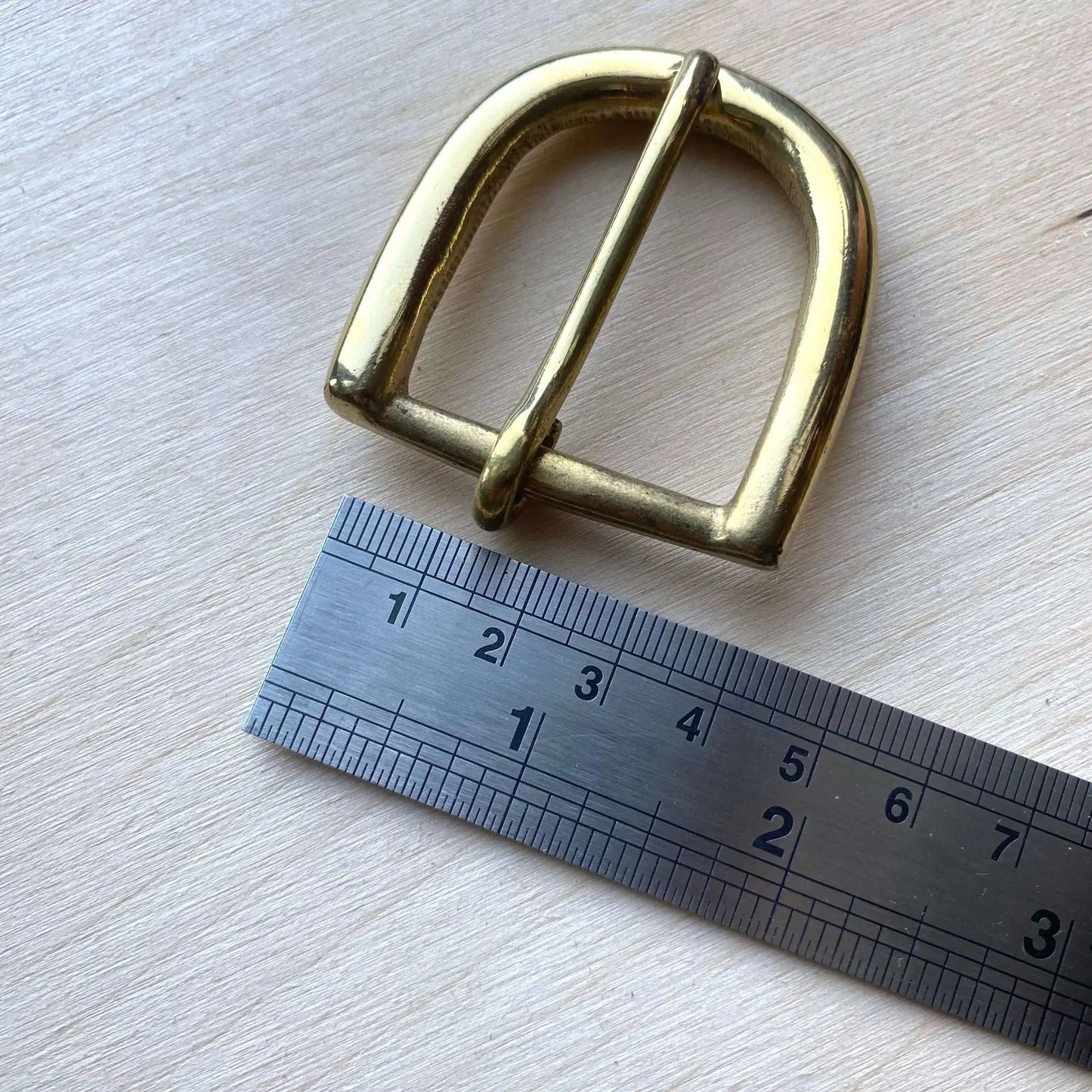 Solid Brass Belt Buckle - Half Moon Pin Style - British Leather Supplies