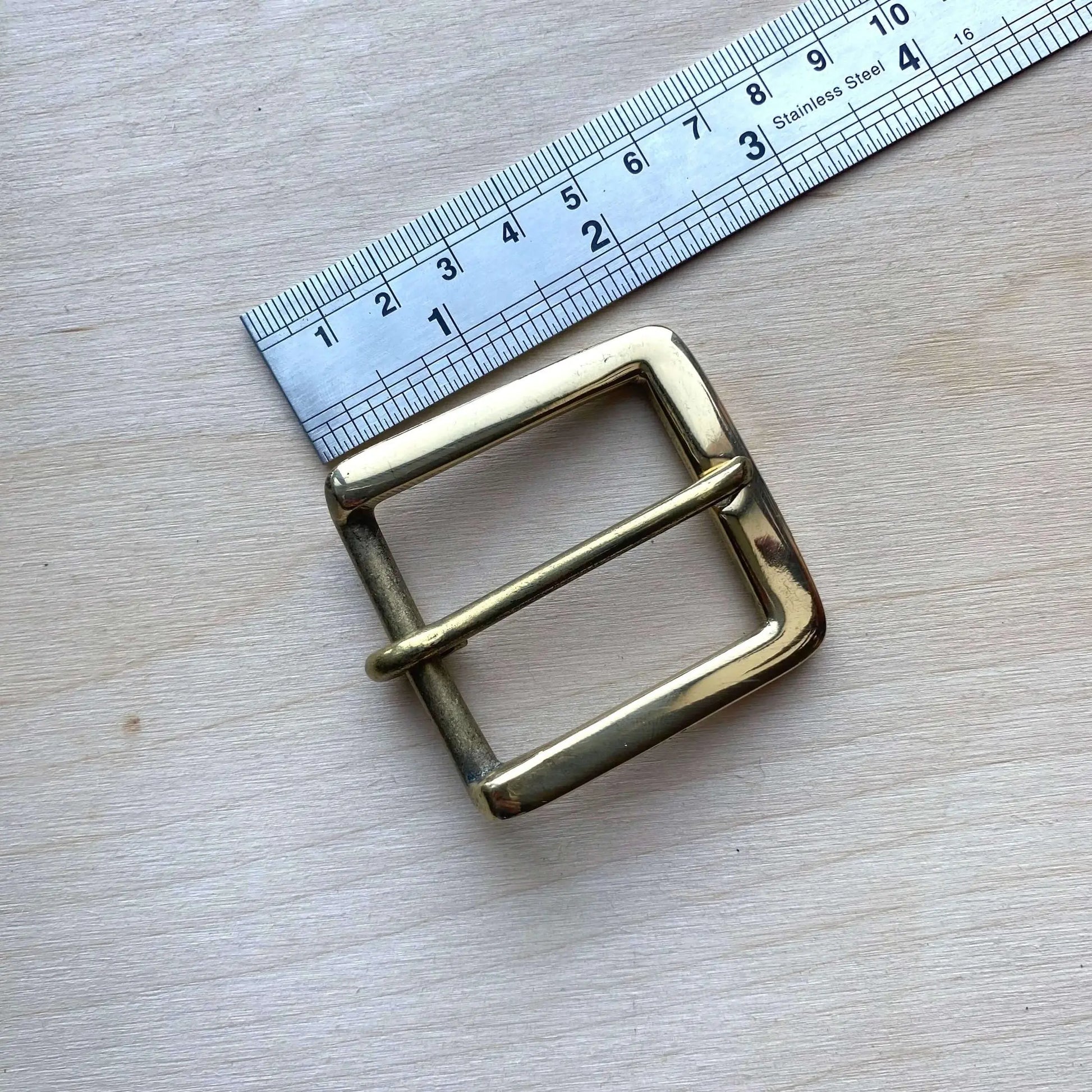 Solid Brass Belt Buckle - Flat Squared Frame with Pin - British Leather Supplies