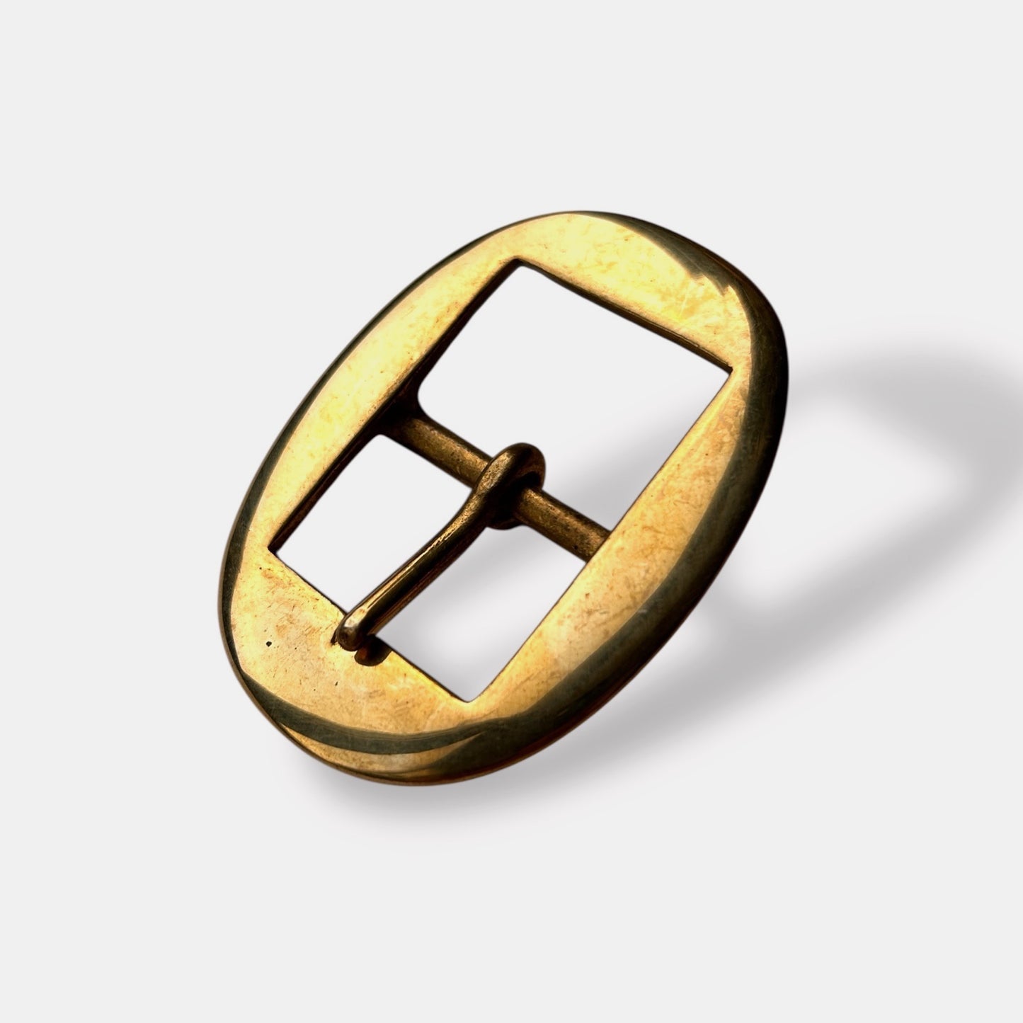 Solid Brass Buckle, Flat Oval Frame Centre Bar Style, 30 mm