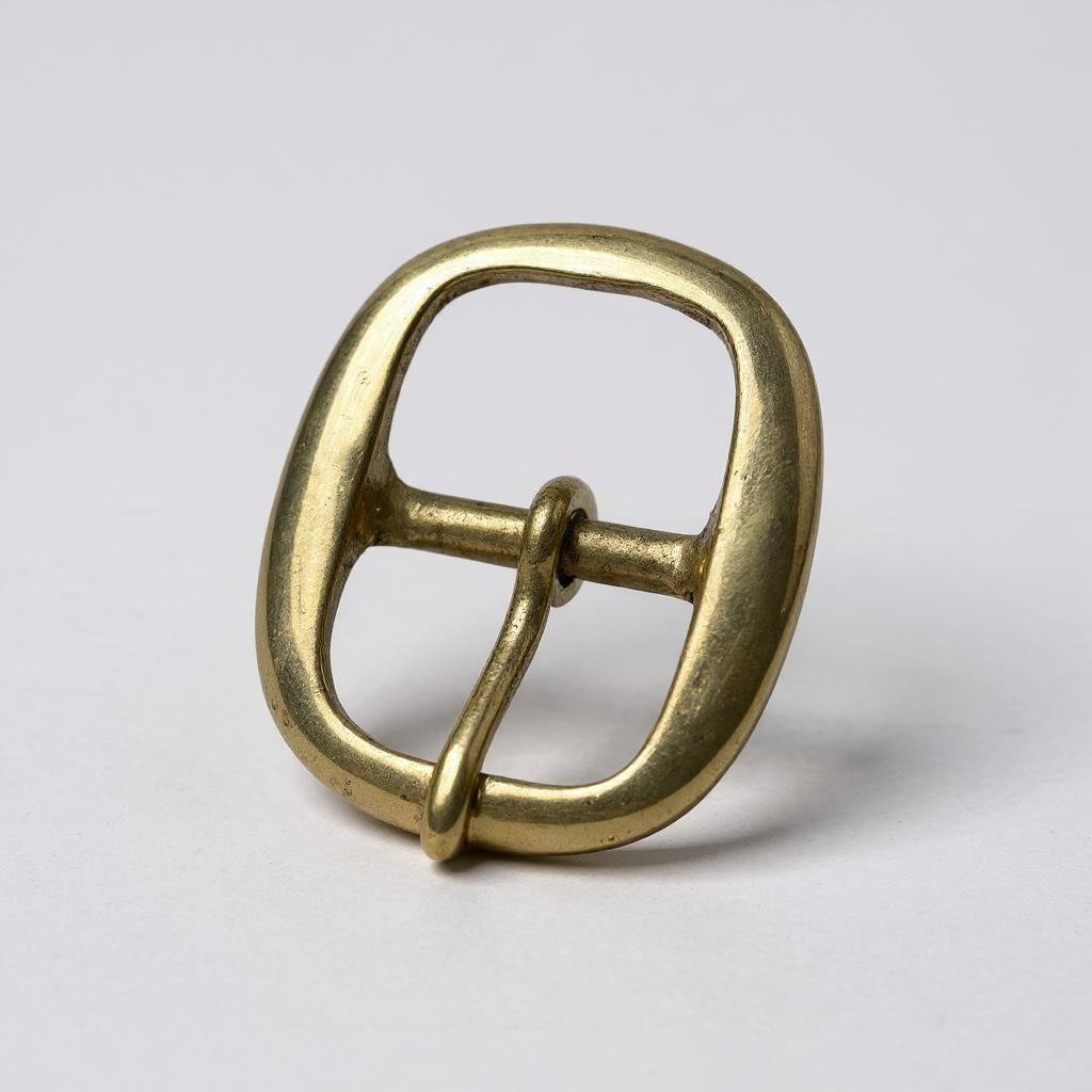 1 inch brass buckle with chunky frame on white background