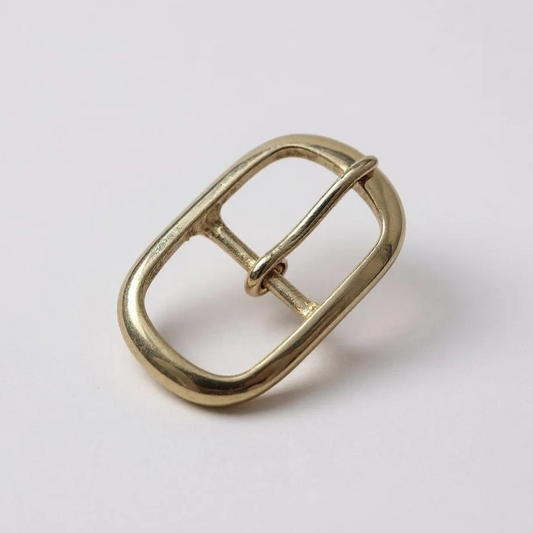 Solid Brass Buckle, Slimline Oval Frame Centre Bar Style