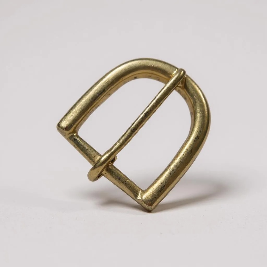 Brass d shaped buckle frame and pin style on white background