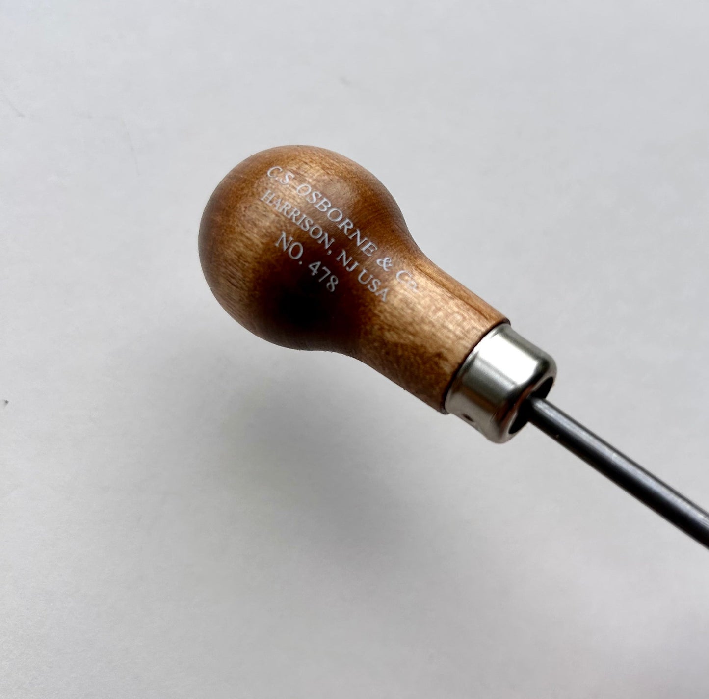 CS Osborne bradawl with hardwood handle and pointed blade