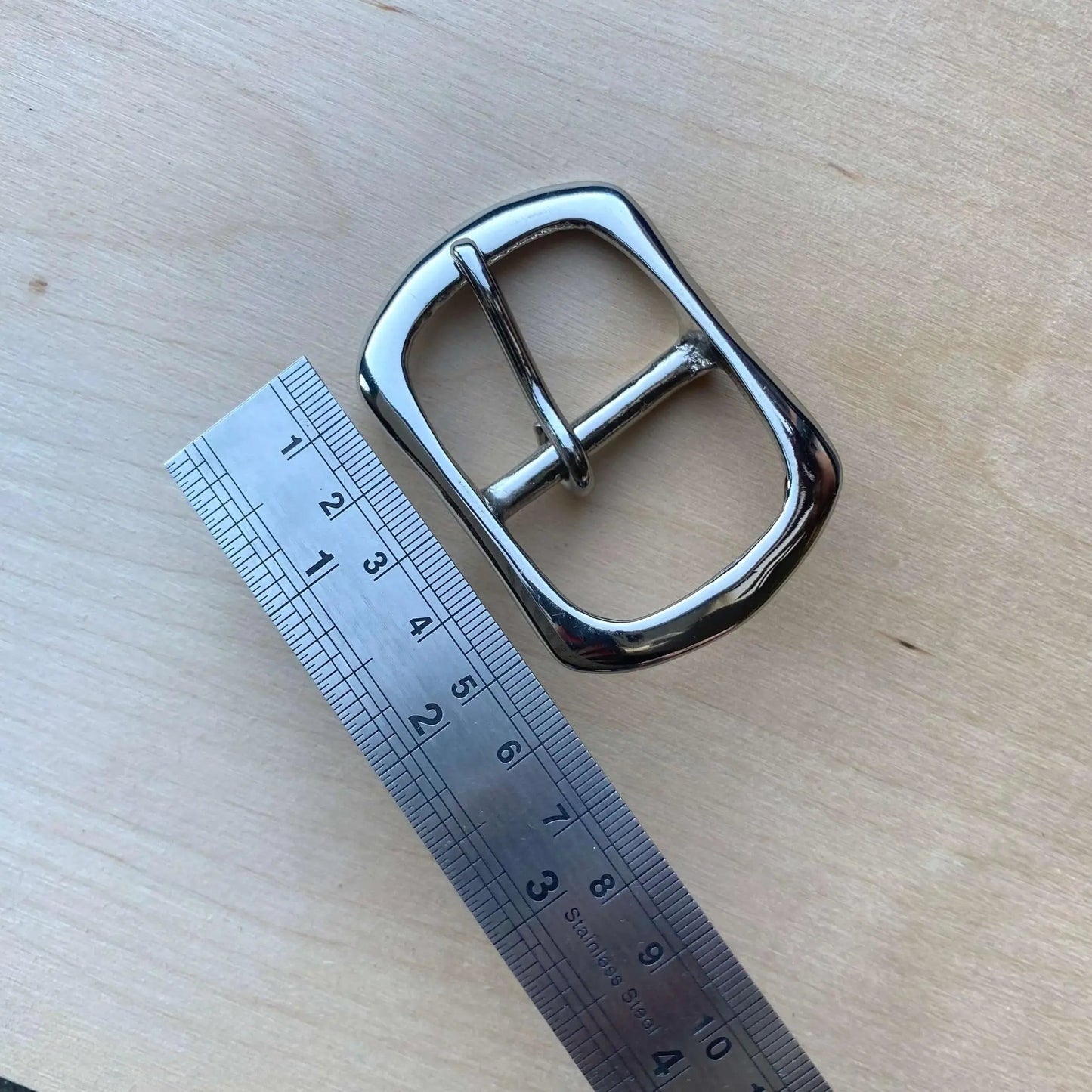 Silver/Chrome Colour Belt Buckle, Centre Bar Style - British Leather Supplies