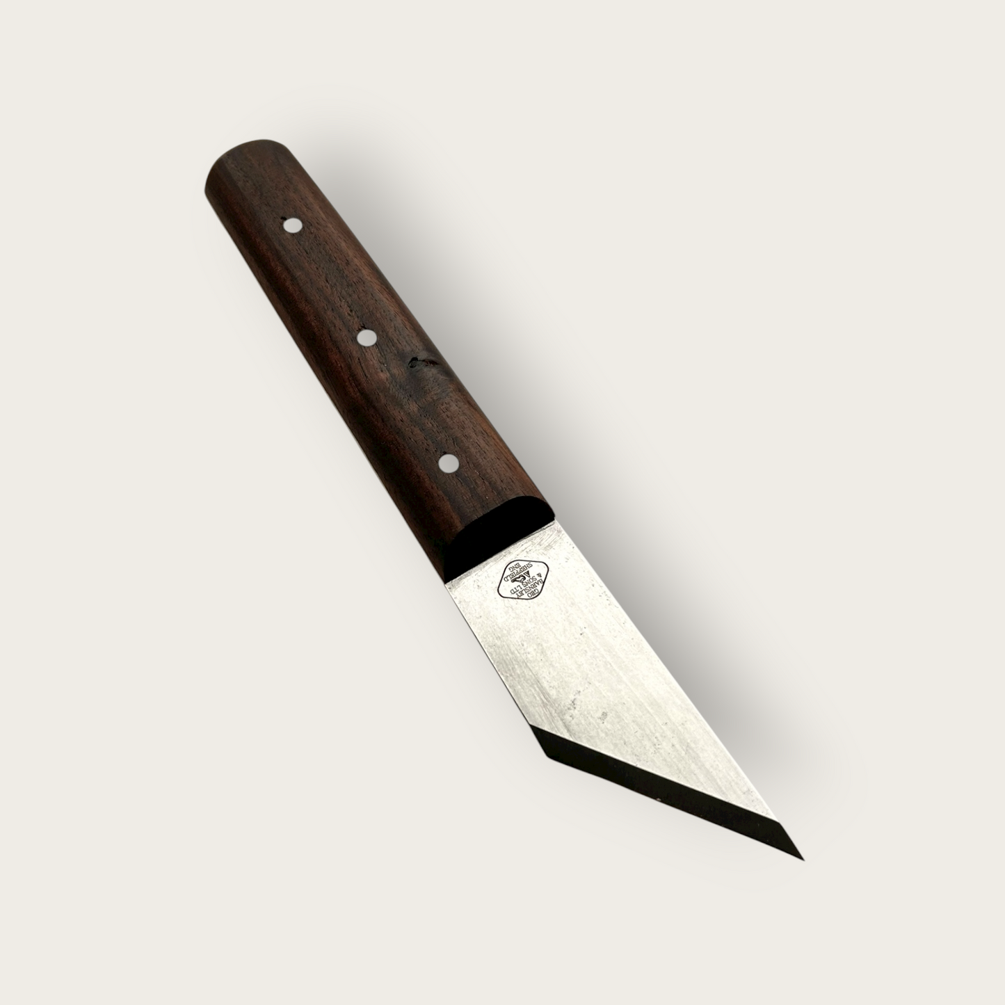 Knife with a wooden handle on a white background