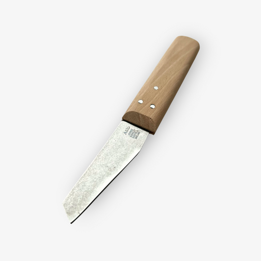 Knife with a wooden handle on a white background