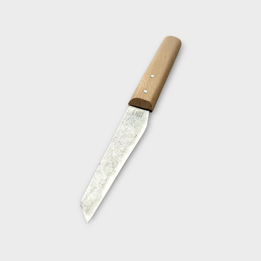 Knife with a wooden handle on a white background