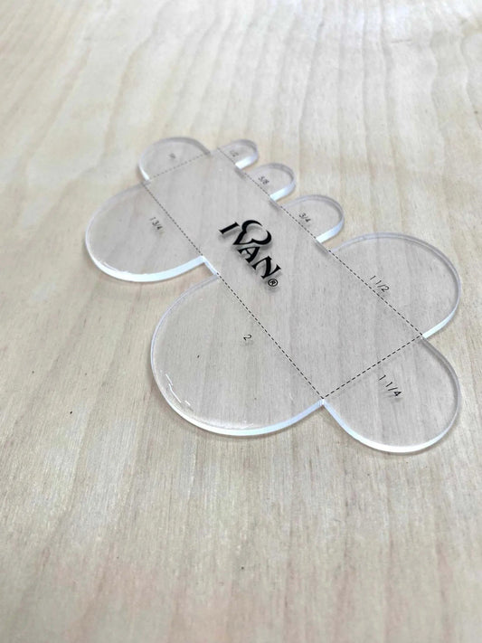 Leather Belt End Template made of acrylic for precision leather crafting.