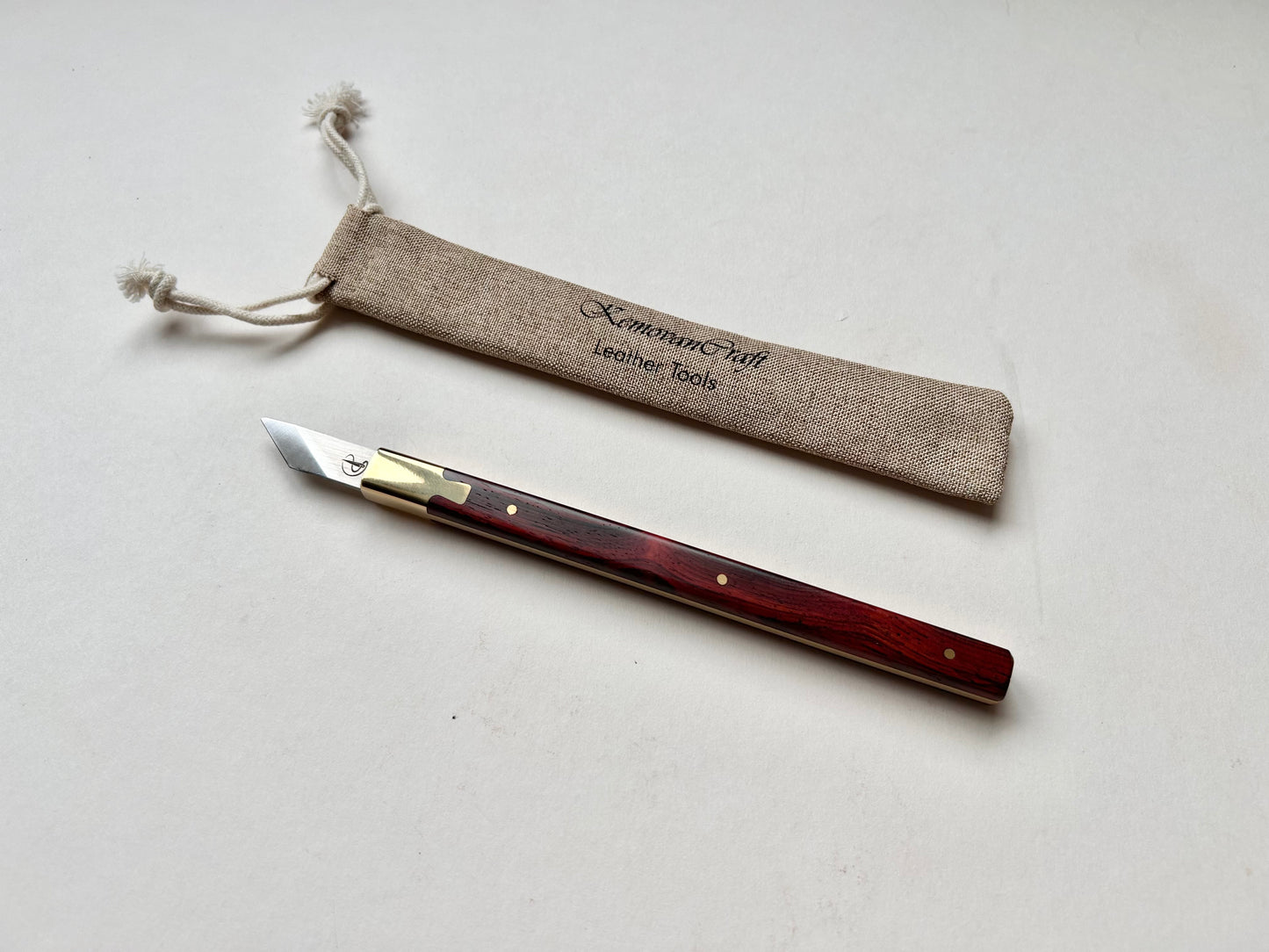 Kemovancraft Leather Cutting & Carving Knife – Cocobolo Handle & Detachable Blade