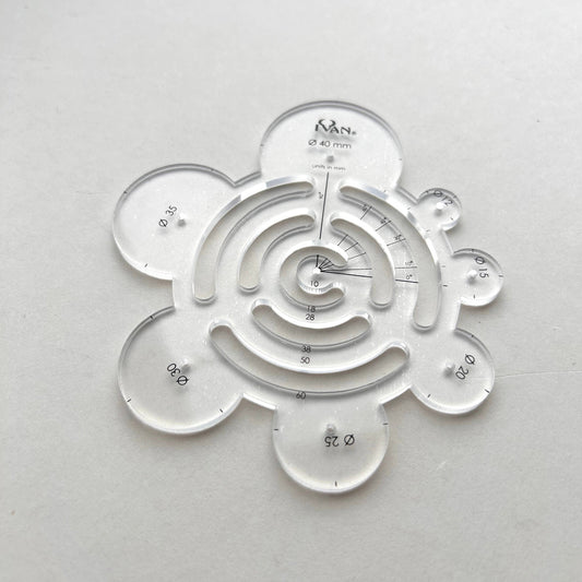 Clear plastic leather template on a white background