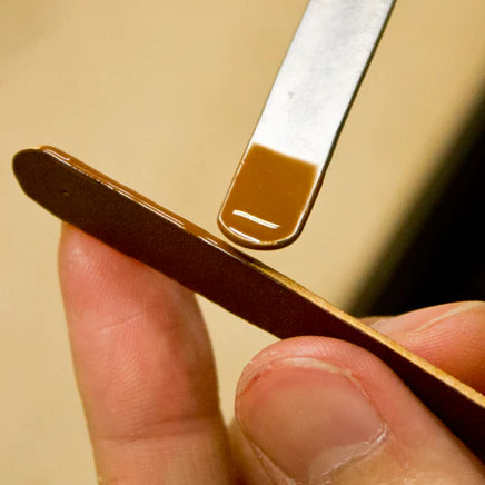 Stainless Steel Leather Edge Paddle for applying leather edge finishes and dressings.