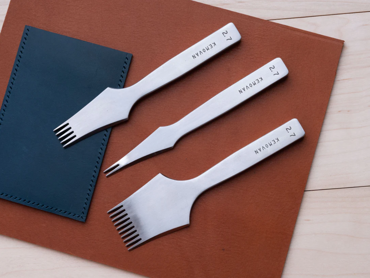 Kemovancraft French Leather Pricking Irons – 3.0mm & 3.85mm Sets | 2, 5 & 8 Prong