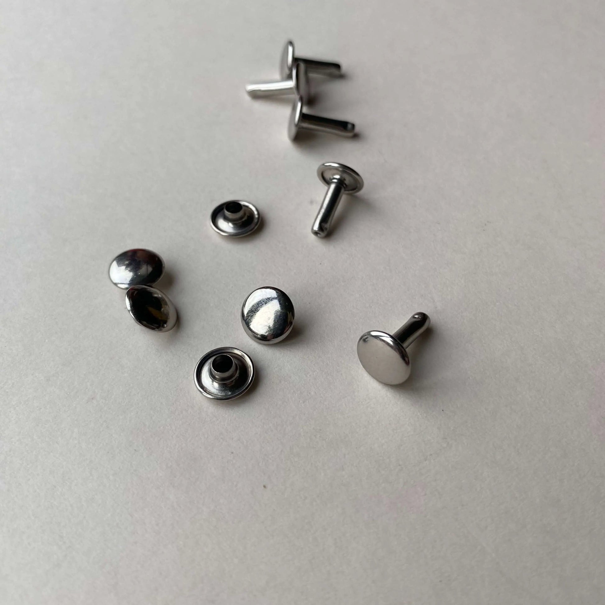Silver Double Cap Leather Rivets - Small, Medium, Large - British Leather Supplies