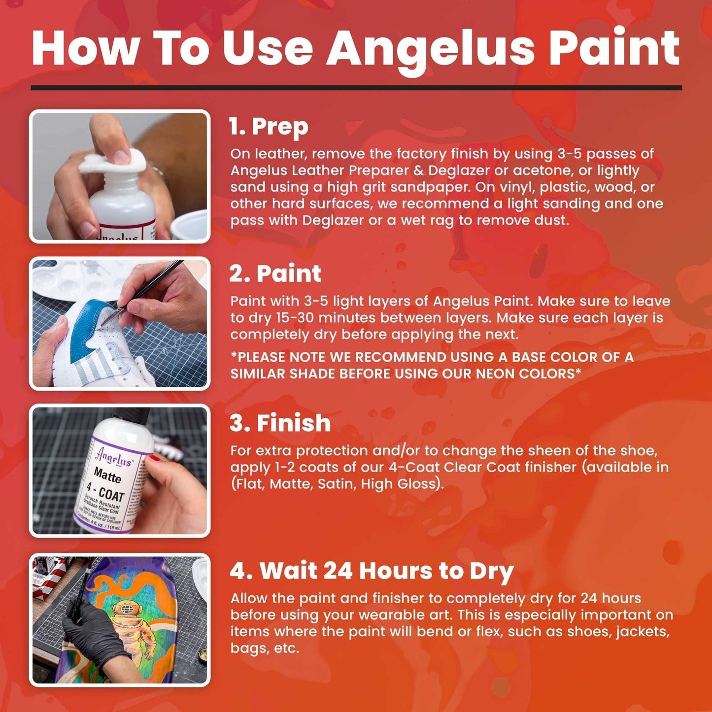 Angelus Neon Tropic Rio Red Leather Paint