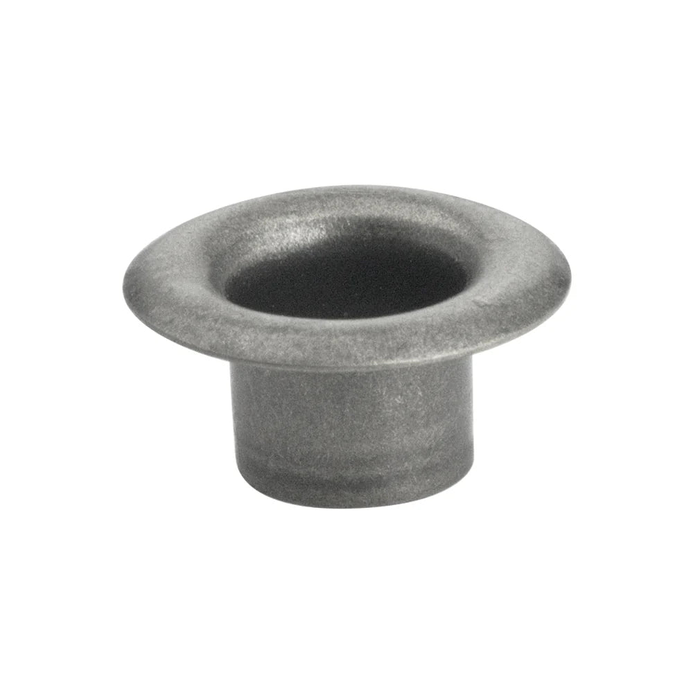 Metallic eyelets on a white background