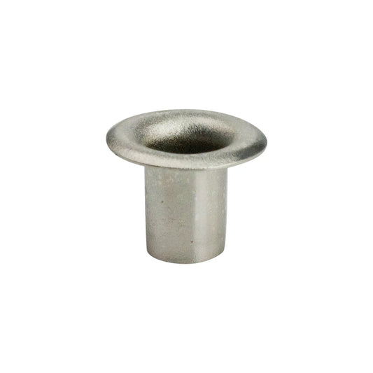 Metallic eyelets on a white background