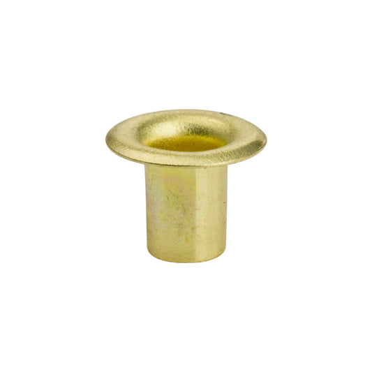 Brass eyelets on a white background