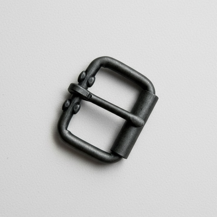 Antique Nickel buckle on white background