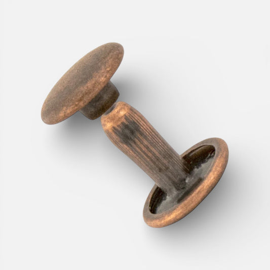Antique Copper Leather Rivets Double Capped - 9 mm Head