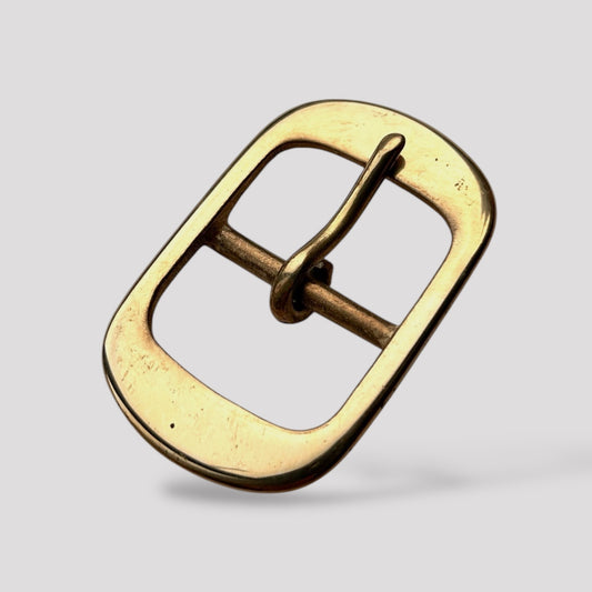 Solid Brass Buckle, Flat Rounded Frame Centre Bar Style 1.25 inch (32 mm)