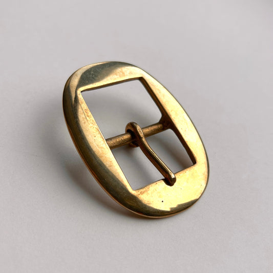 Solid Brass Buckle, Flat Oval Frame Centre Bar Style, 30 mm