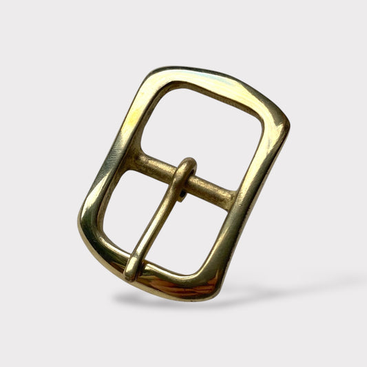 Solid Brass Buckle, Rounded Frame Centre Bar Style, 1 Inch
