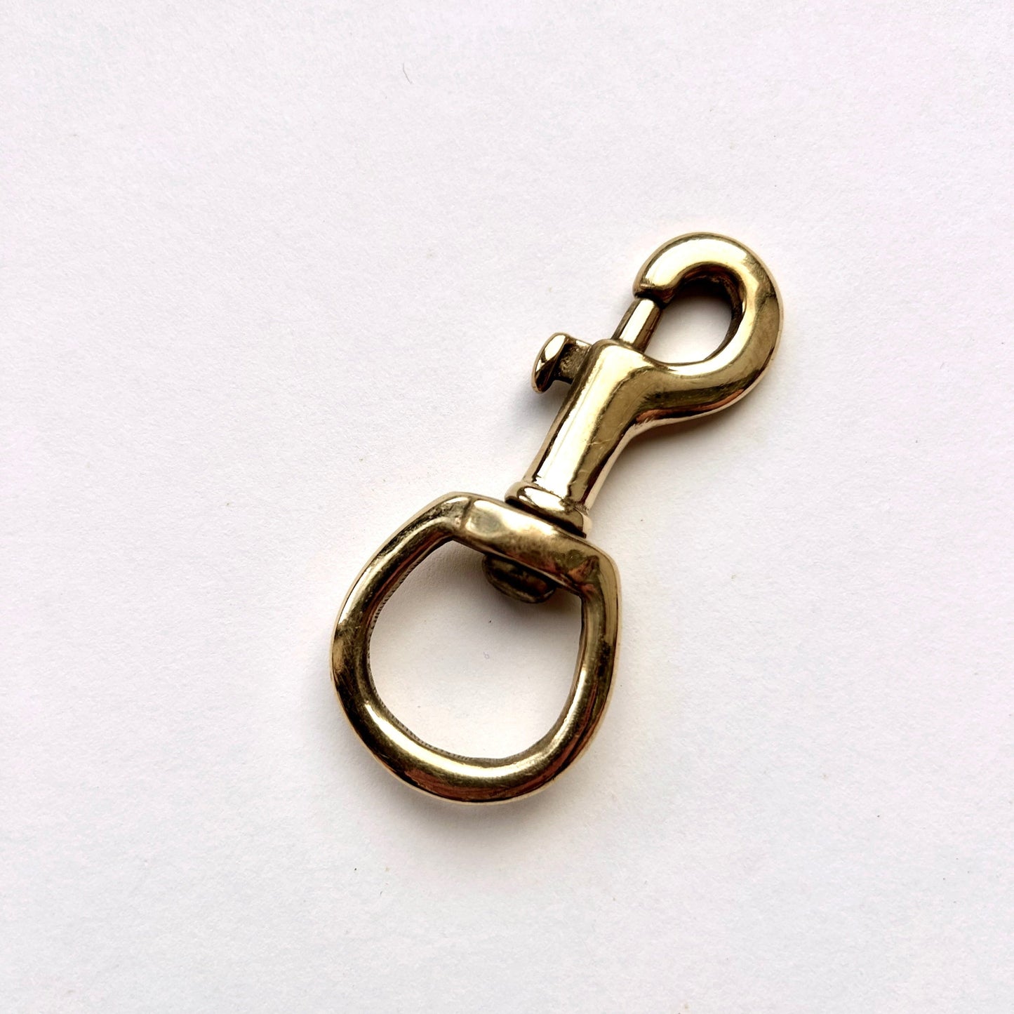 Brass metal clasp on a white background