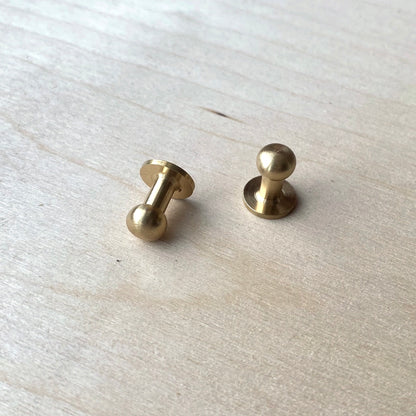 Sam Browne Leather Studs - Solid Brass or Nickel Plated