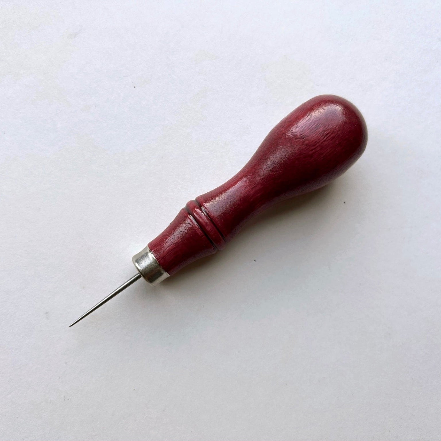CS Osborne Badminton Awl with sharp pointed blade and redwood handle