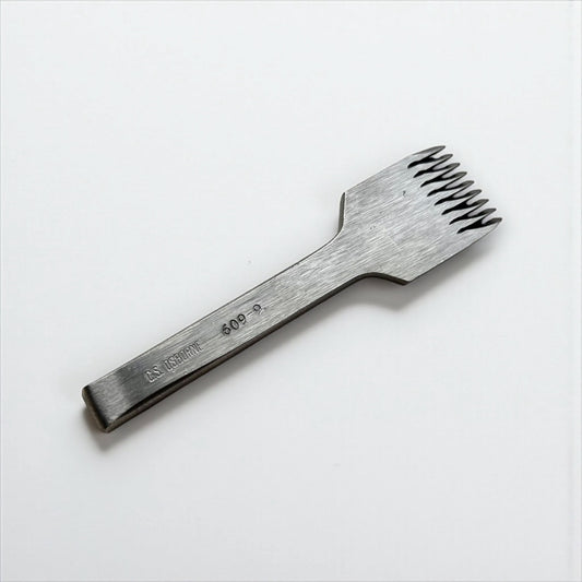 CS Osborne steel leather pricking irons metal tool with teeth on a white background