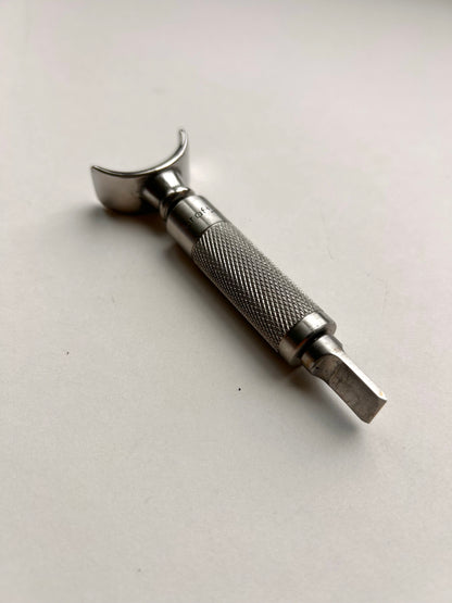 Leather carving swivel knife tool in silver colour stainless steel.