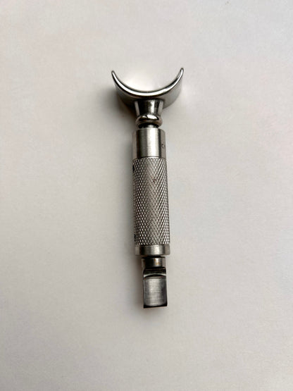 Leather carving swivel knife tool in silver colour stainless steel.