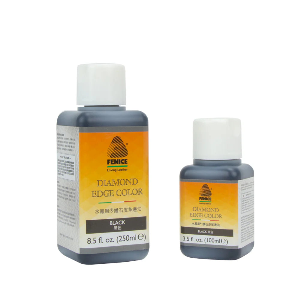 Fenice Diamond Edge Color leather edge paint in bottles on white background