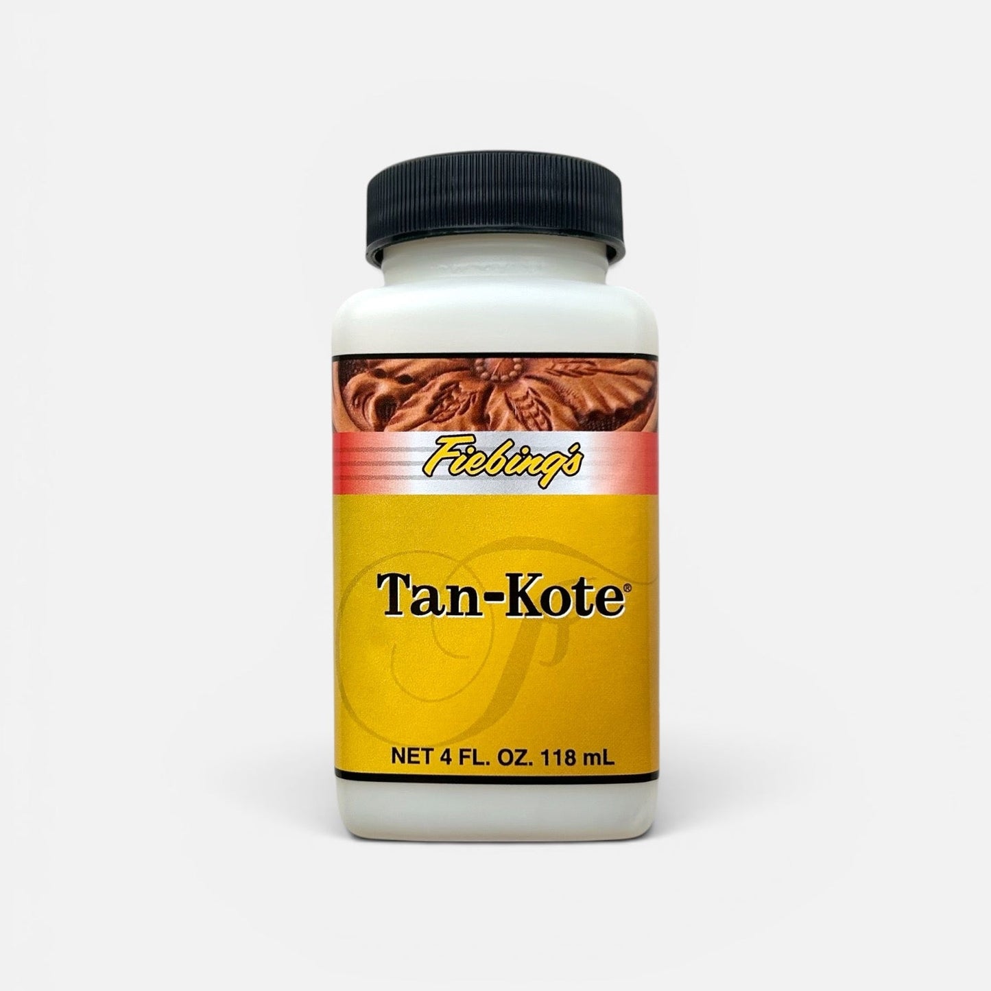 Tan-Kote bottle with yellow label on a white background