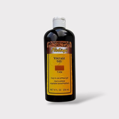Bottle of Fiebing's Vintage Gel on a white background