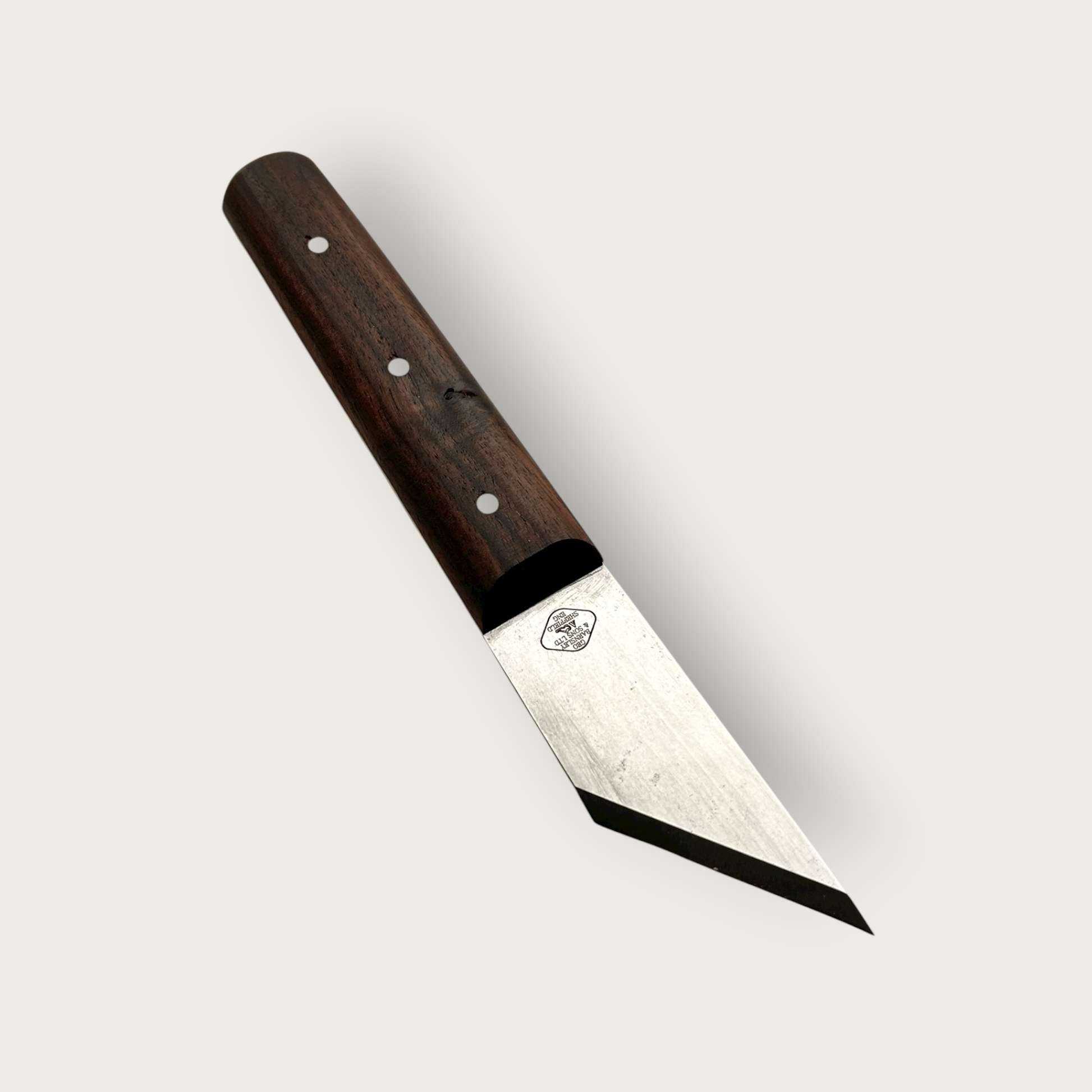 Knife with a wooden handle on a white background