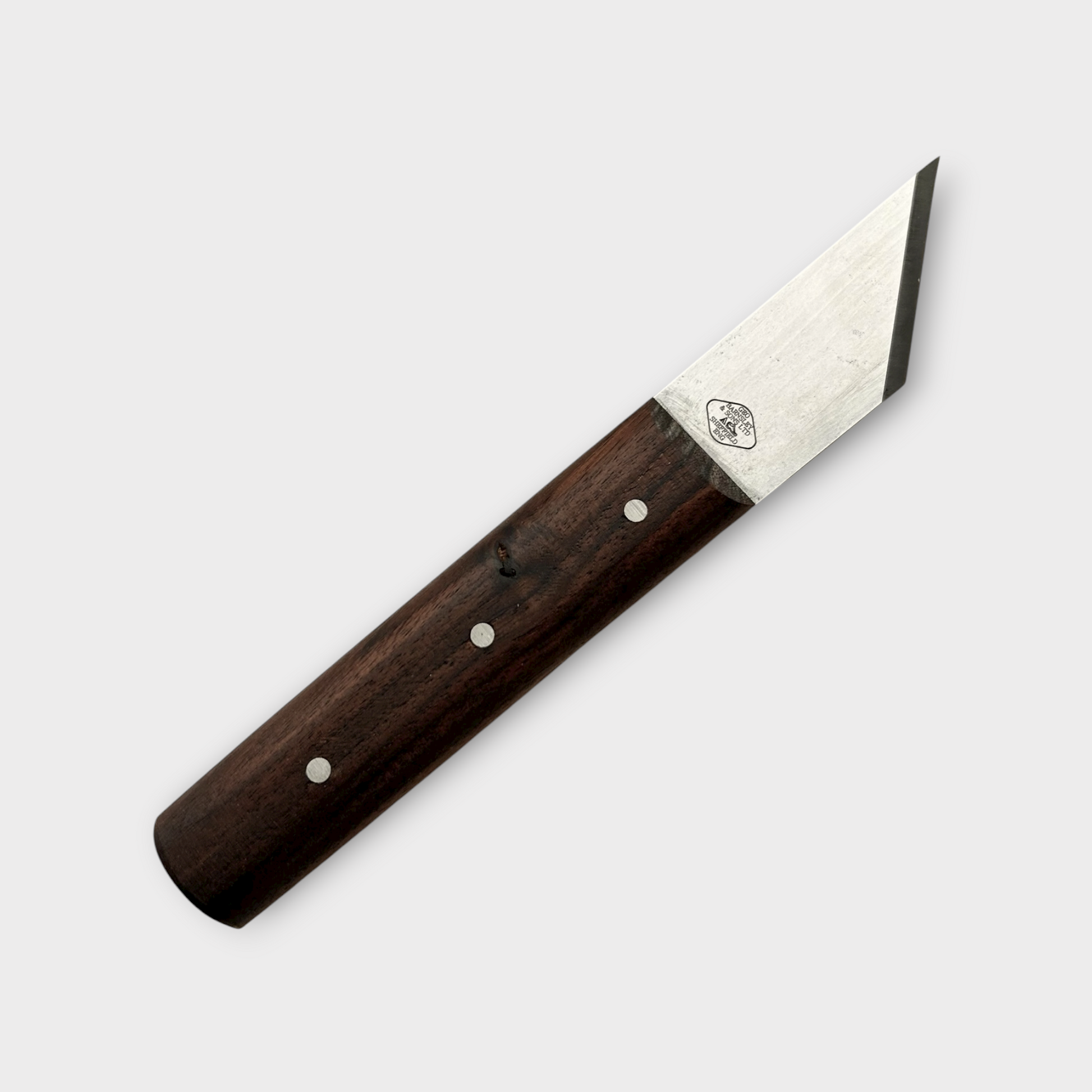 Knife with a wooden handle on a white background