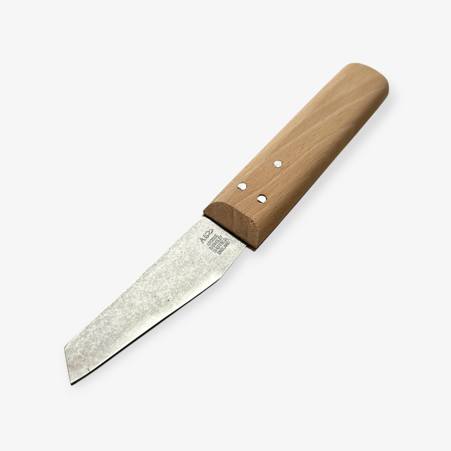 Knife with a wooden handle on a white background