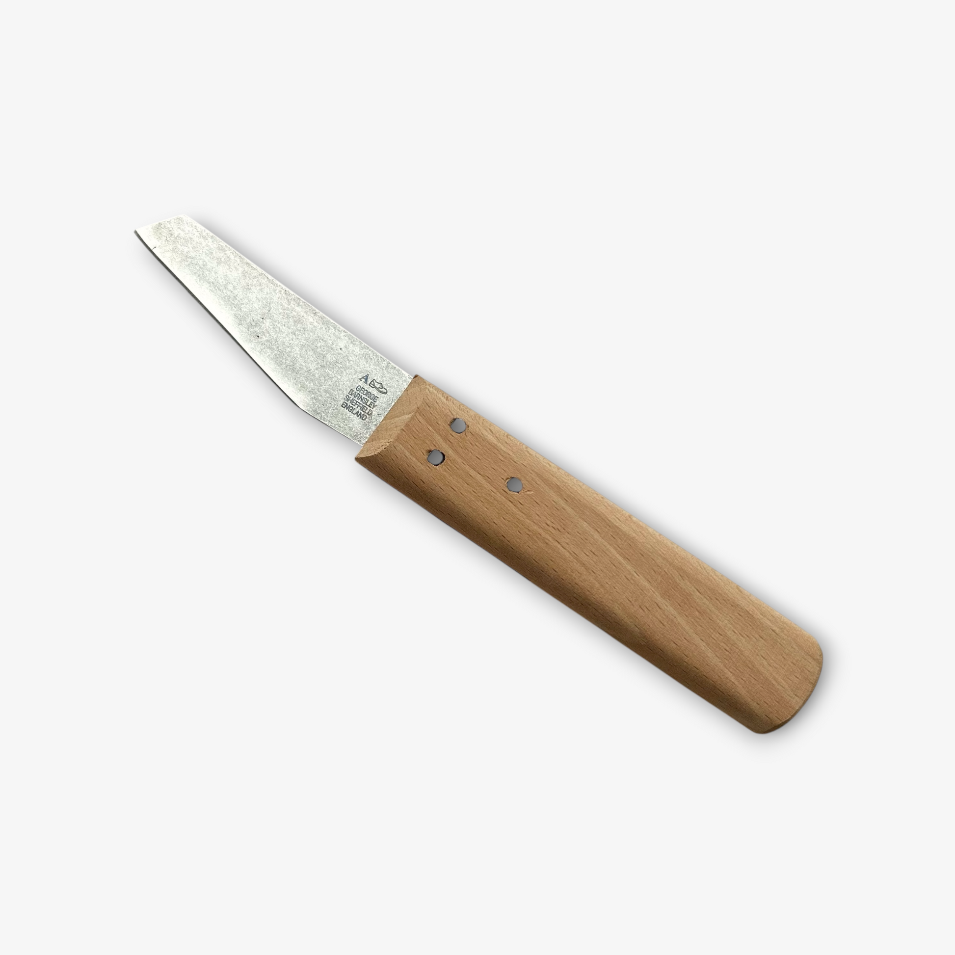 Knife with a wooden handle on a white background