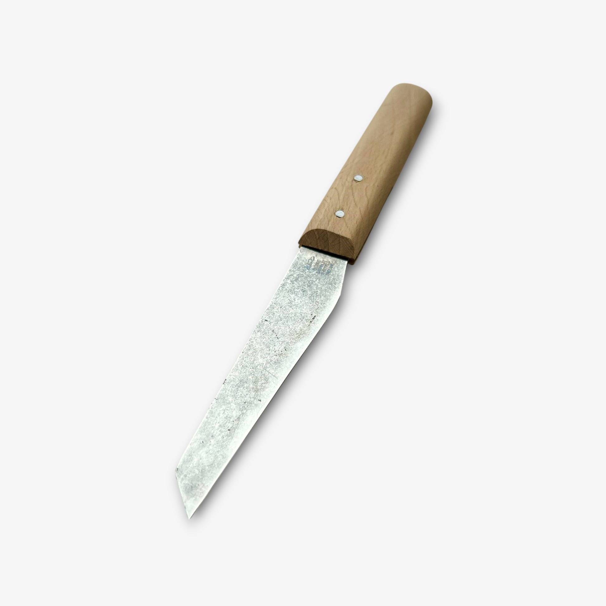 Knife with a wooden handle on a white background