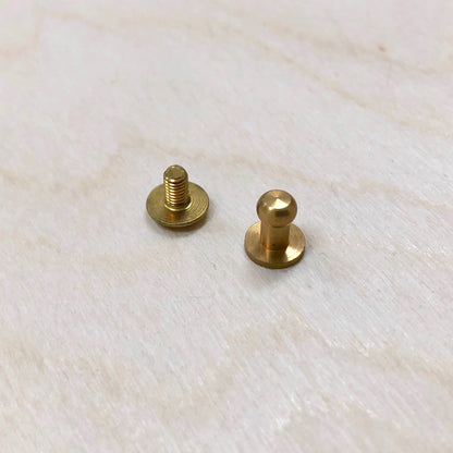 Sam Browne Leather Studs - Solid Brass or Nickel Plated