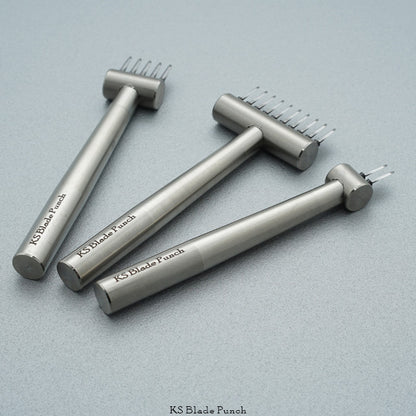 Three KS Blade Punch tools on a grey background
